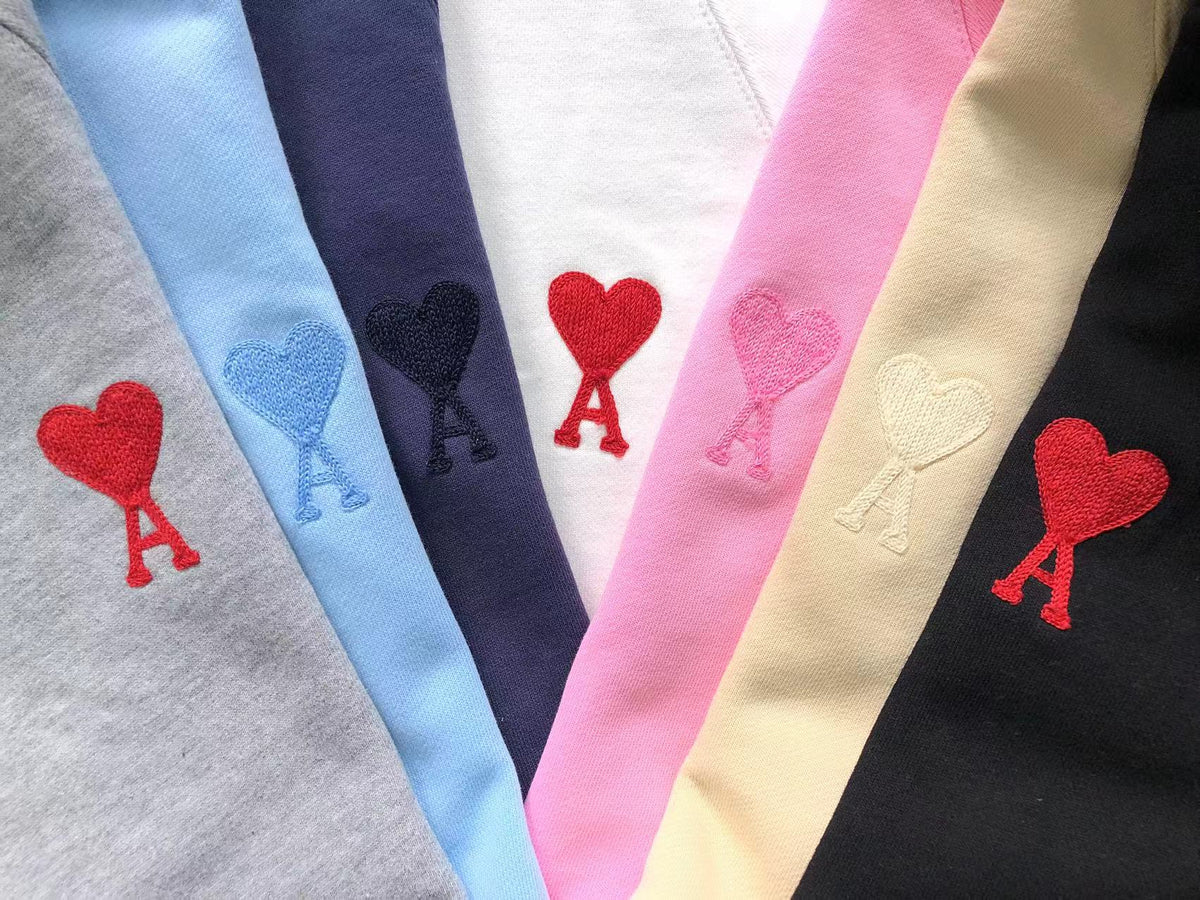 AMI Paris Red Heart Hoodie Peach