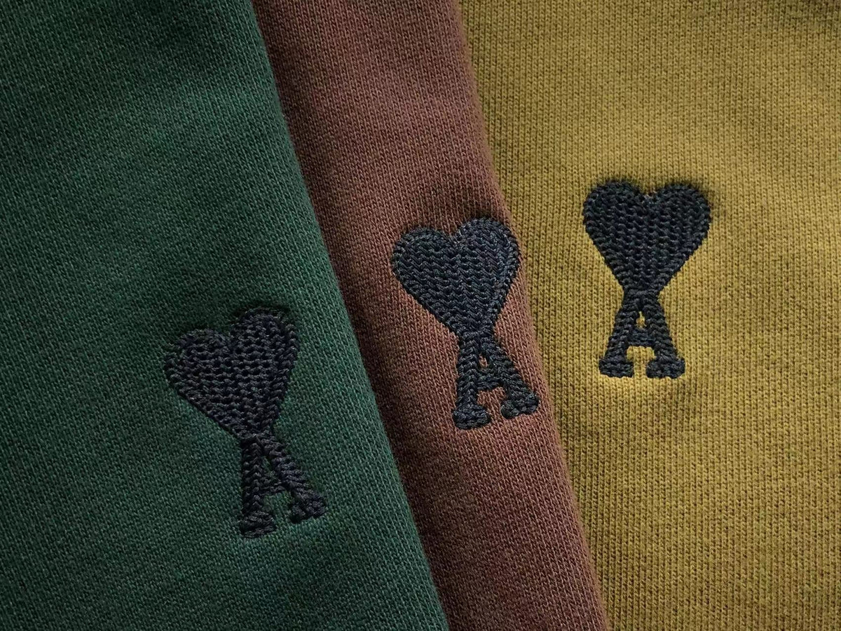 AMI Paris Black Heart Hoodie Dark Green