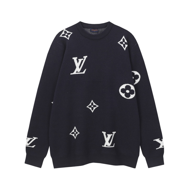 LVC031 New men's and women's autumn and winter cross towel embroidered pattern round neck wool knitted sweater clothing