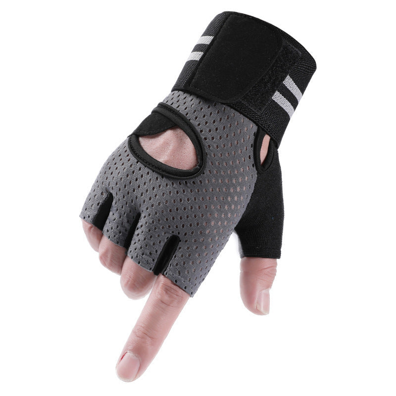 Summer Outdoor Cycling Half Finger Gloves Sport Unisex Breathable Anti Slip Short Finger Dumbbell Fitness Gloves
