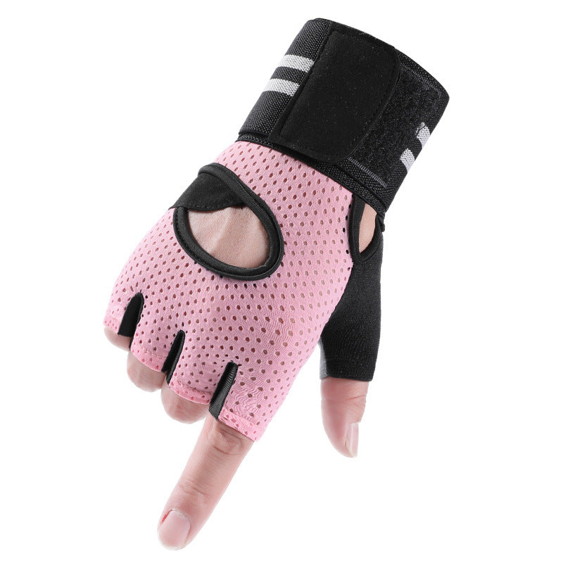 Summer Outdoor Cycling Half Finger Gloves Sport Unisex Breathable Anti Slip Short Finger Dumbbell Fitness Gloves