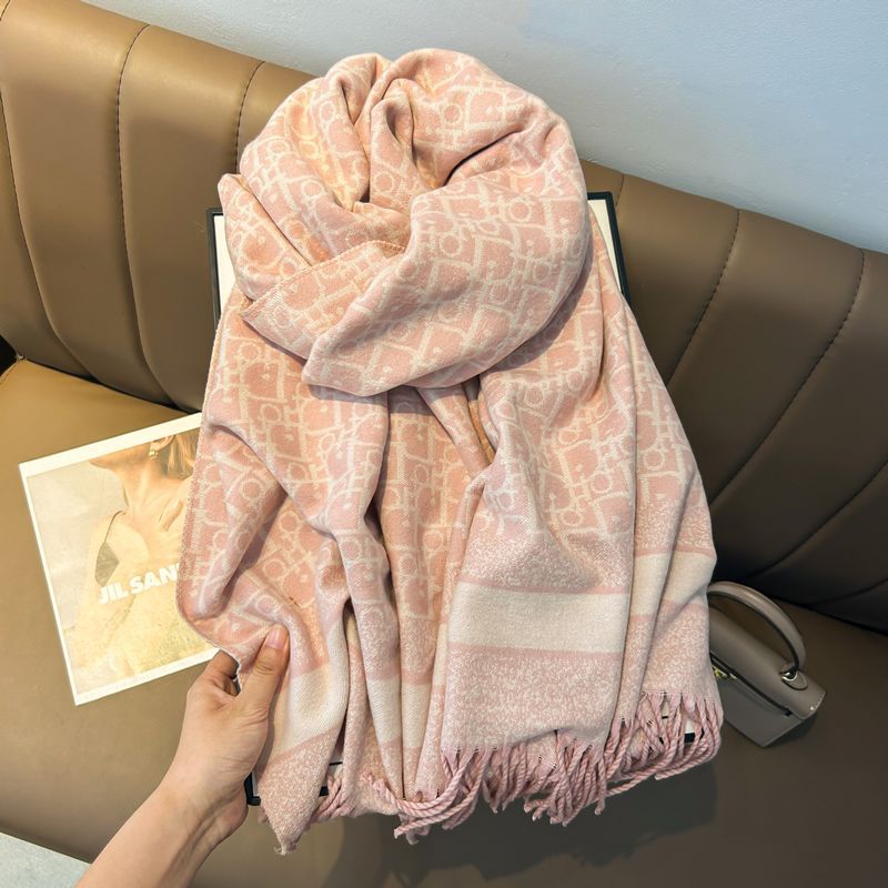 Cashmere handmade scarf women autumn and winter light luxury feeling cold warm neck outer jacquard double-sided shawl