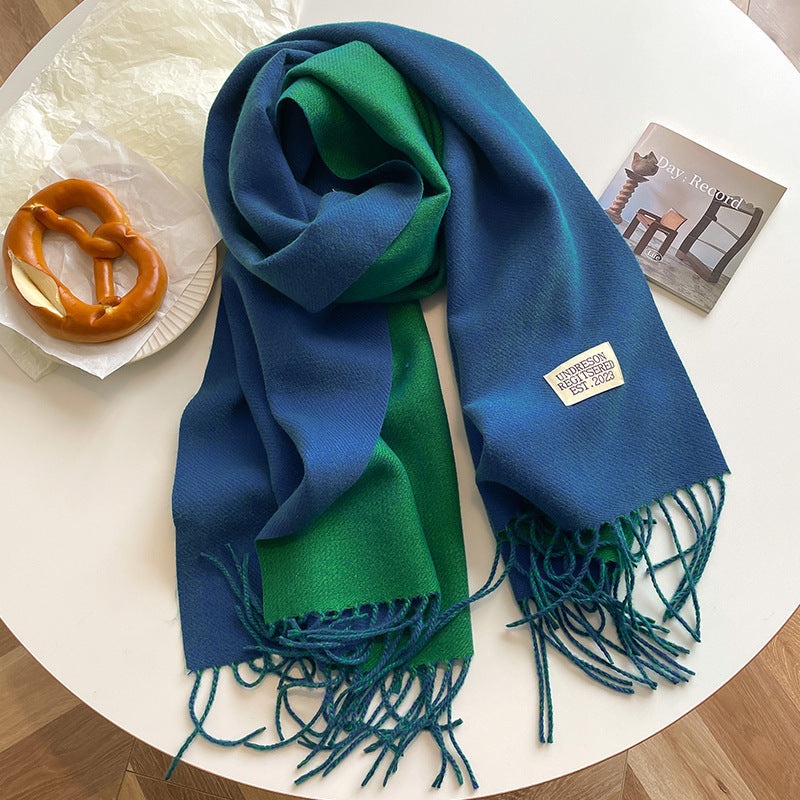 Women's Scarf Winter 2026 New Versatile Reversible Reversible Shawl Dual Purpose Pink Faux Cashmere Korean Style Premium