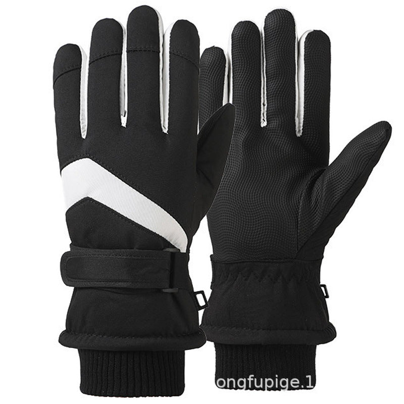 Ski gloves women's winter velvet outdoor cycling and mountaineering thickened waterproof, windproof and cold-proof warm gloves