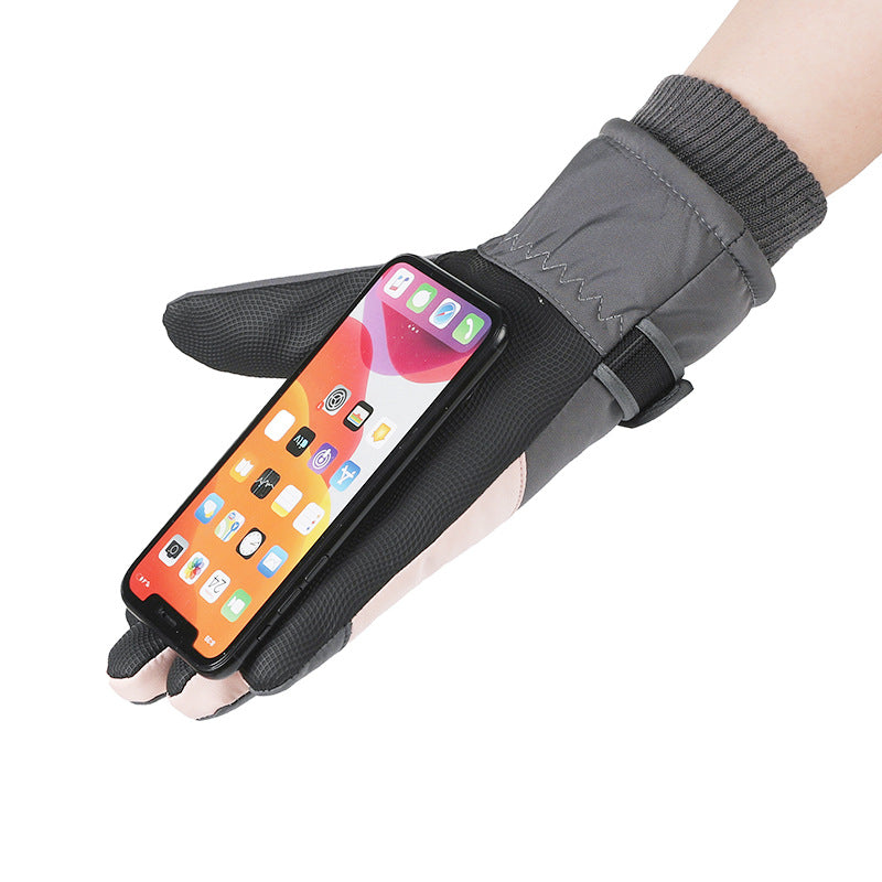 Ski Gloves Winter Unisex Outdoor Cycling Windproof Coldproof Fleece Thickened Warm Gloves Anti-slip Touchscreen Gloves