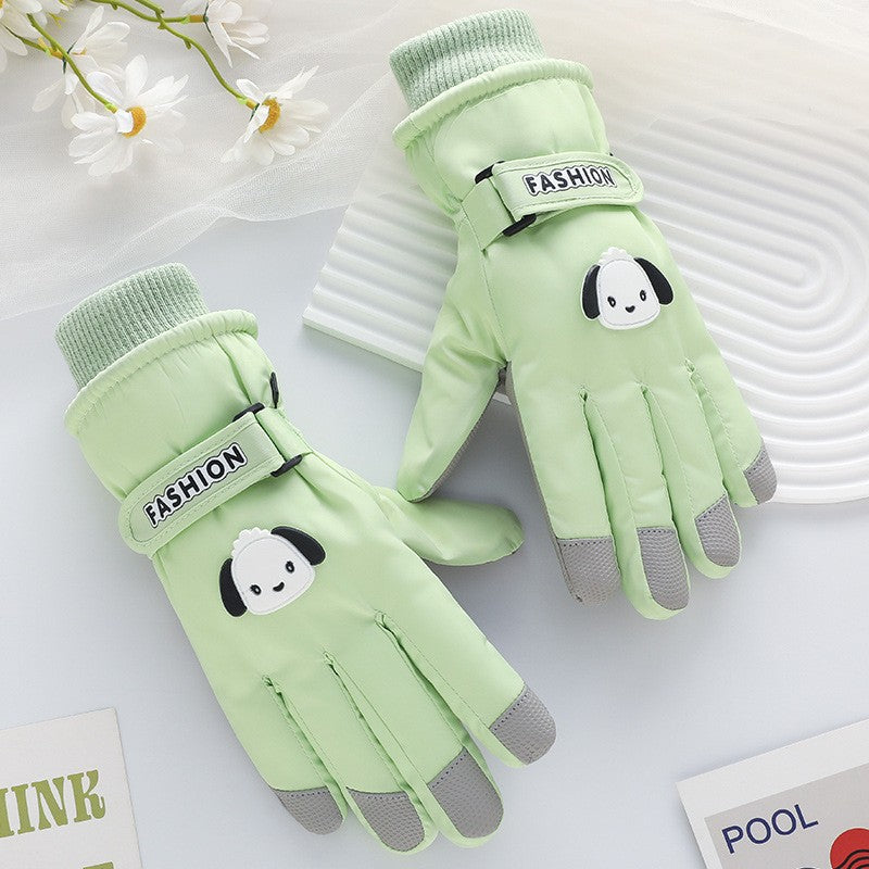 Ski gloves women's winter velvet outdoor cycling and mountaineering thickened waterproof, windproof and cold-proof warm gloves