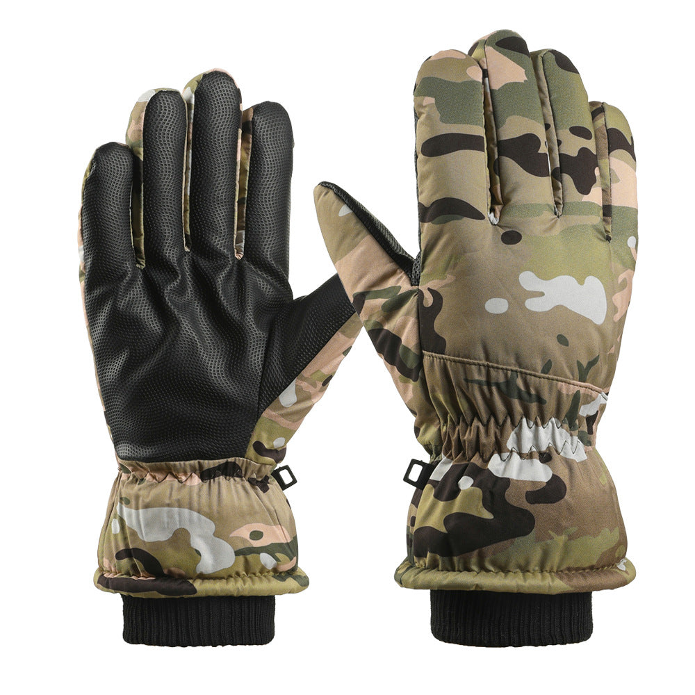 Ski Gloves Winter Unisex Outdoor Cycling Windproof Coldproof Fleece Thickened Warm Gloves Anti-slip Touchscreen Gloves