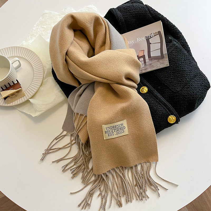 Women's Scarf Winter 2026 New Versatile Reversible Reversible Shawl Dual Purpose Pink Faux Cashmere Korean Style Premium