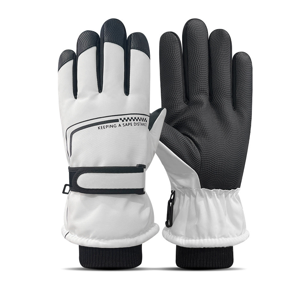 Ski gloves women's winter velvet outdoor cycling and mountaineering thickened waterproof, windproof and cold-proof warm gloves