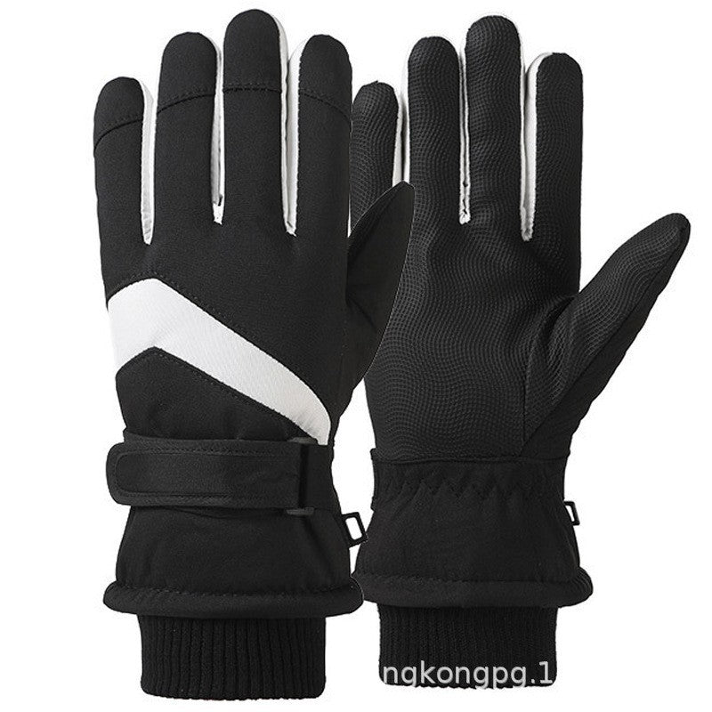 Ski gloves women's winter velvet outdoor cycling and mountaineering thickened waterproof, windproof and cold-proof warm gloves