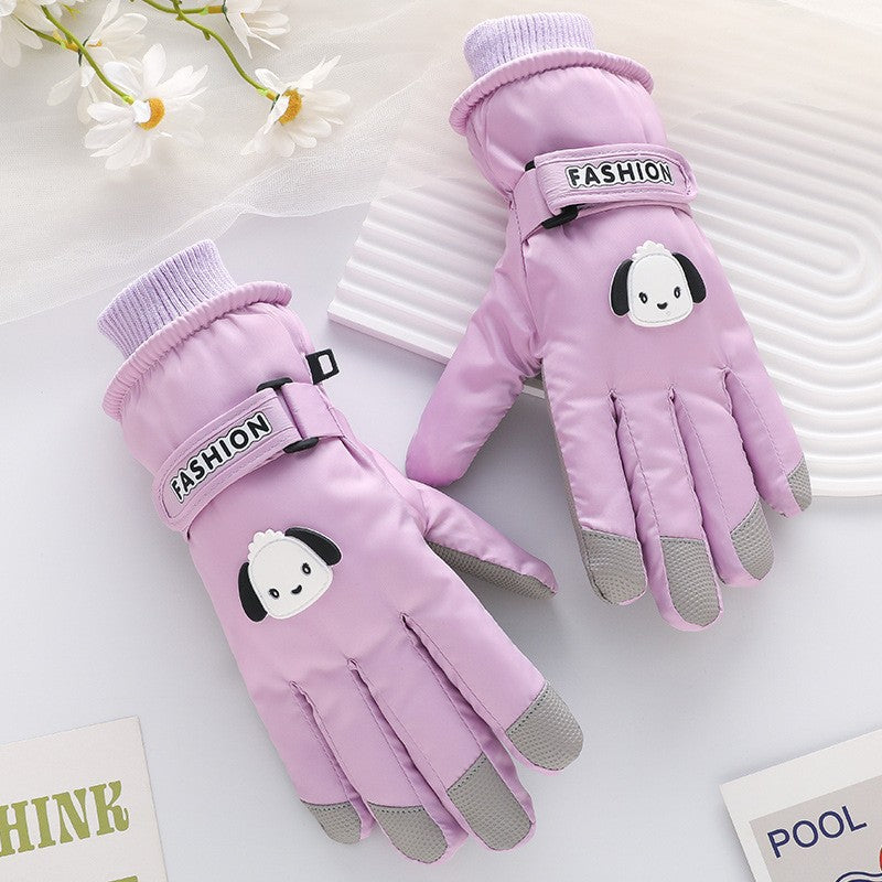 Ski gloves women's winter velvet outdoor cycling and mountaineering thickened waterproof, windproof and cold-proof warm gloves