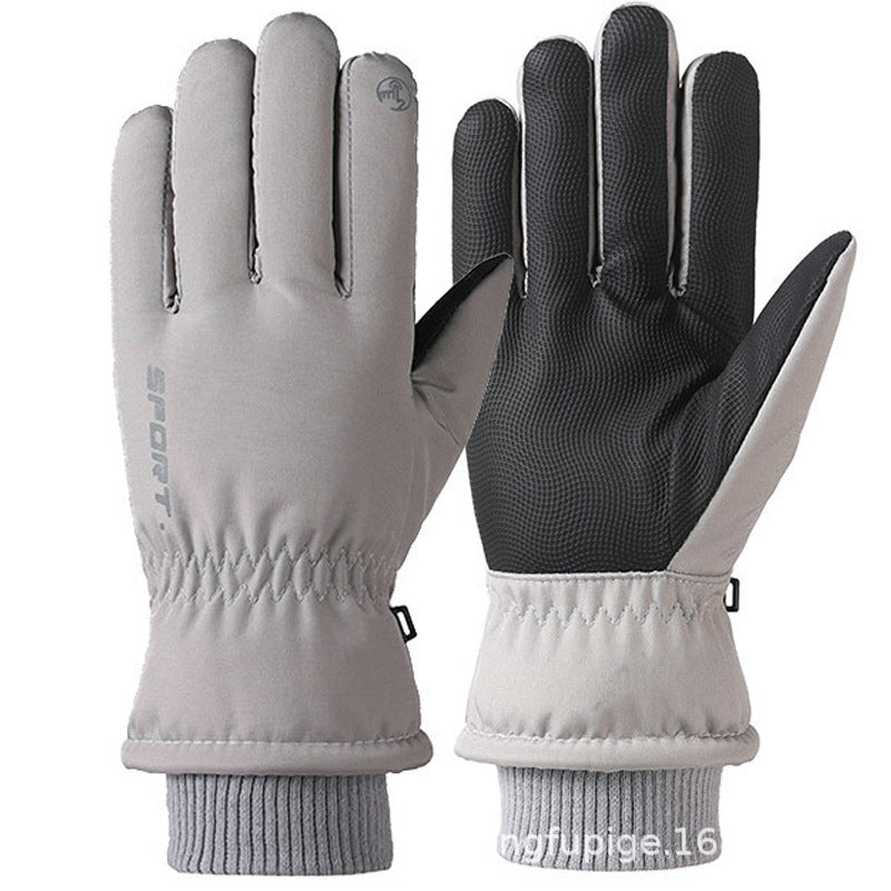 Ski gloves women's winter velvet outdoor cycling and mountaineering thickened waterproof, windproof and cold-proof warm gloves