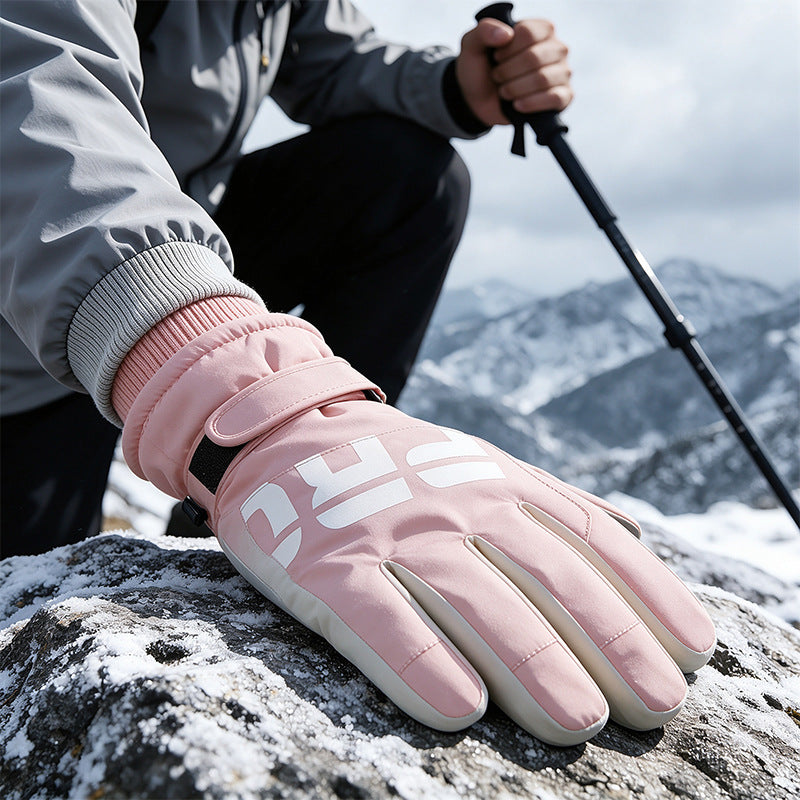 Ski Warm Gloves Men Winter Touch Screen Fleece Padded Outdoor Cycling Waterproof Windproof Coldproof Full Finger Gloves