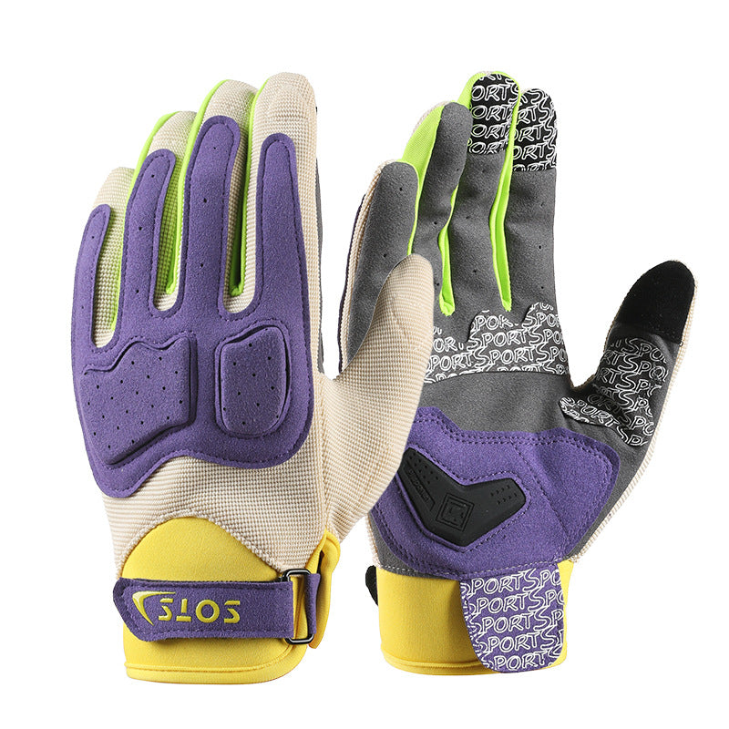Cycling Gloves Men's Motorcycle Outdoor Motorcycle Sport Non-slip Touch Screen Wear Resistant Shock Absorbing Full Finger Fitness Gloves