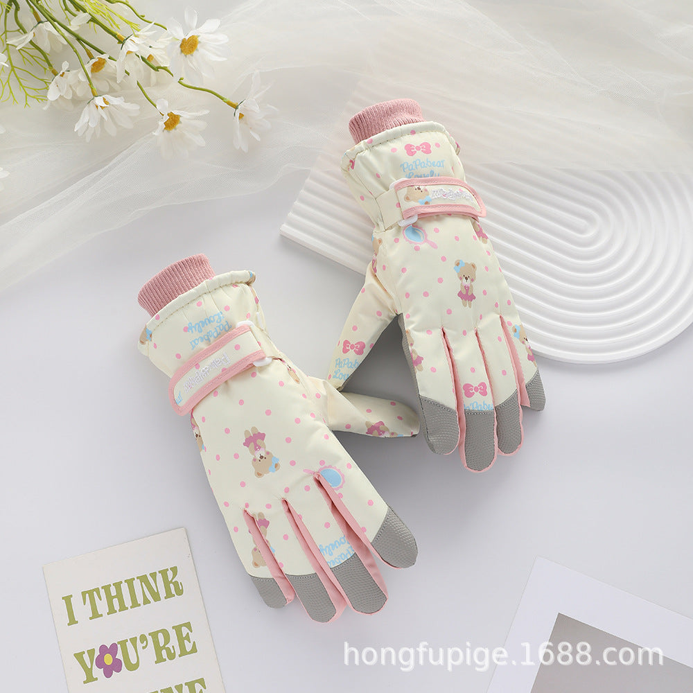 Ski Gloves Winter Unisex Outdoor Cycling Windproof Coldproof Fleece Thickened Warm Gloves Anti-slip Touchscreen Gloves