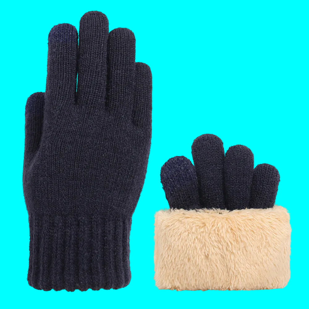 Cold Warmer Knitted Gloves Fleece Thicker Double Touchscreen Wholesale Adult Cold Warmer Touchscreen Gloves