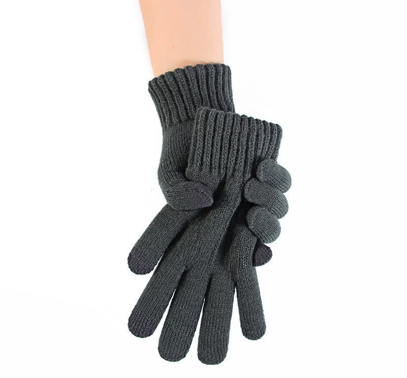 Men's Fall/Winter Gloves Large Fingers Finger Touch Screen Thickened Fleece Cold Warmer Knitted Cycling Cycling Warm