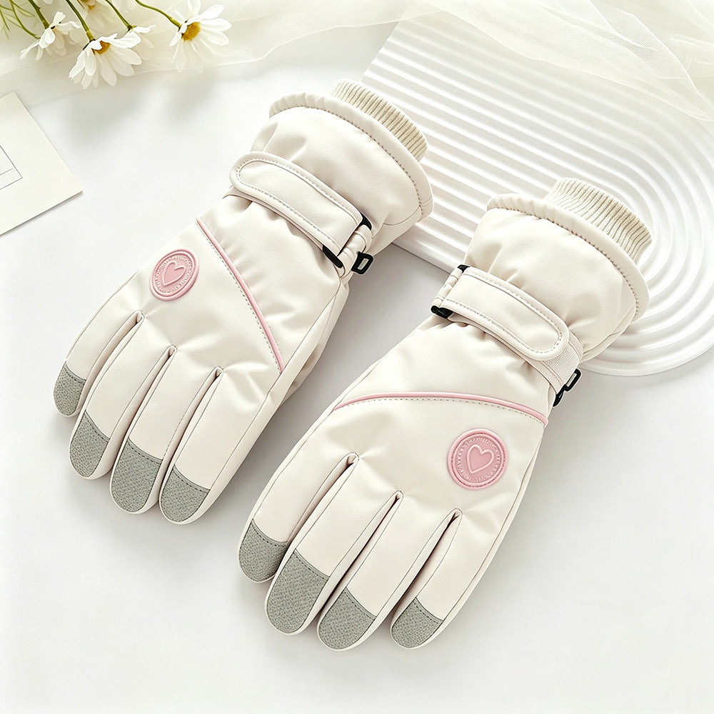 Ski Gloves Winter Unisex Outdoor Cycling Windproof Coldproof Fleece Thickened Warm Gloves Anti-slip Touchscreen Gloves