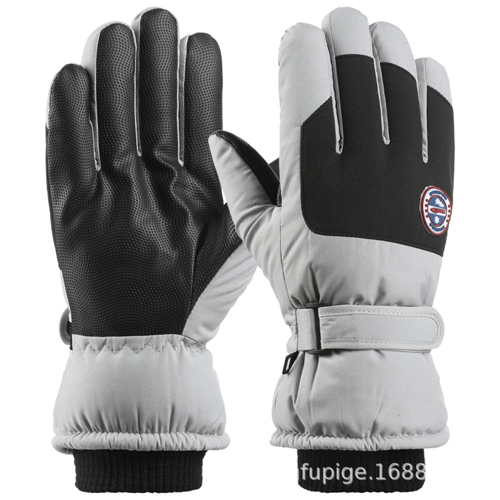 Ski gloves women's winter velvet outdoor cycling and mountaineering thickened waterproof, windproof and cold-proof warm gloves