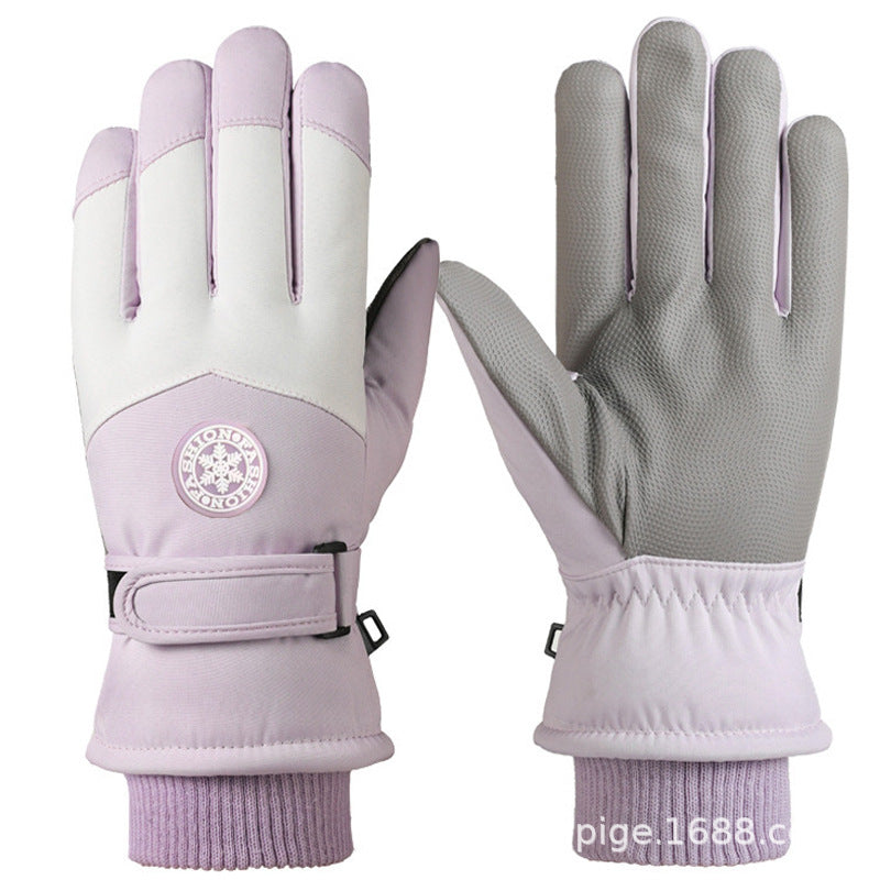 Ski Gloves Winter Unisex Outdoor Cycling Windproof Coldproof Fleece Thickened Warm Gloves Anti-slip Touchscreen Gloves