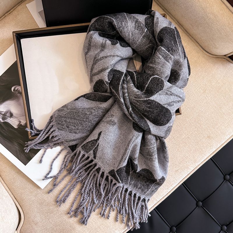 High-quality cashmere feel reversible scarf women autumn and winter elegant thickening neck protection neck shawl dual use