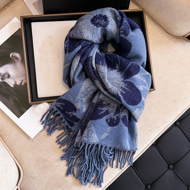 High-quality cashmere feel reversible scarf women autumn and winter elegant thickening neck protection neck shawl dual use