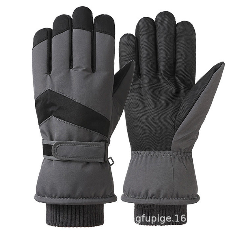 Ski gloves women's winter velvet outdoor cycling and mountaineering thickened waterproof, windproof and cold-proof warm gloves