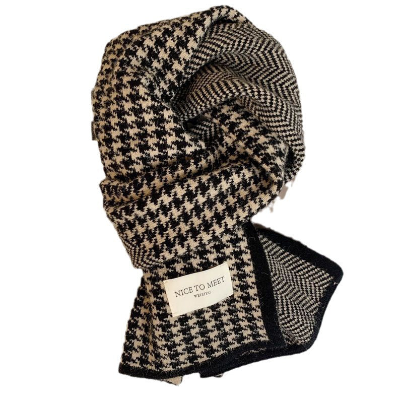 Scarf women autumn and winter warm knit neck all-match fashion couple classic houndstooth reversible scarf