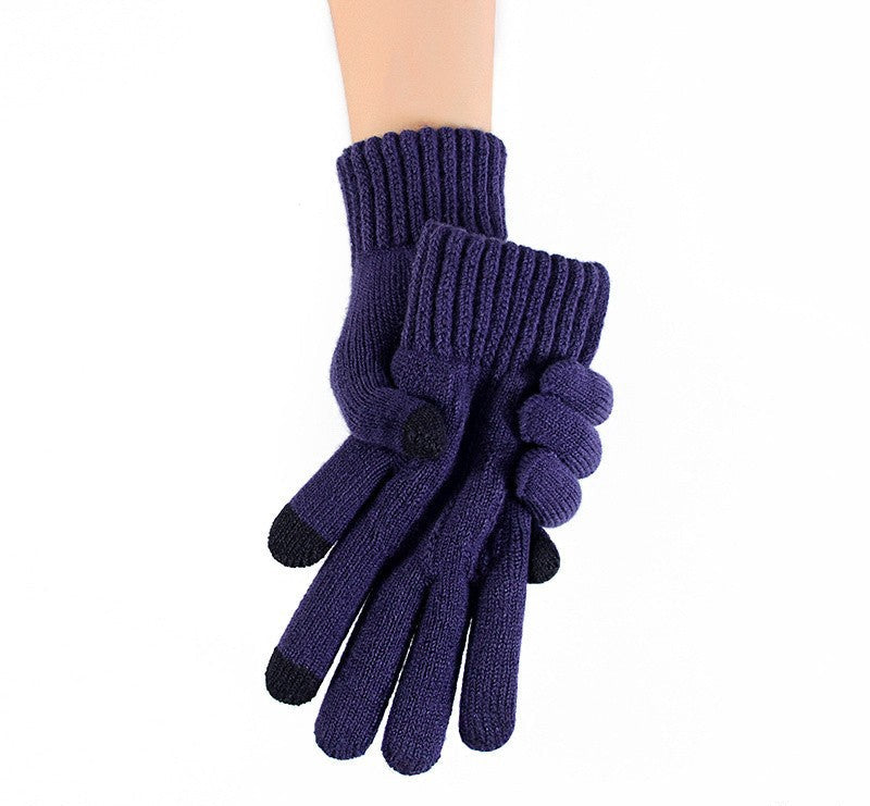 Men's Fall/Winter Gloves Large Fingers Finger Touch Screen Thickened Fleece Cold Warmer Knitted Cycling Cycling Warm