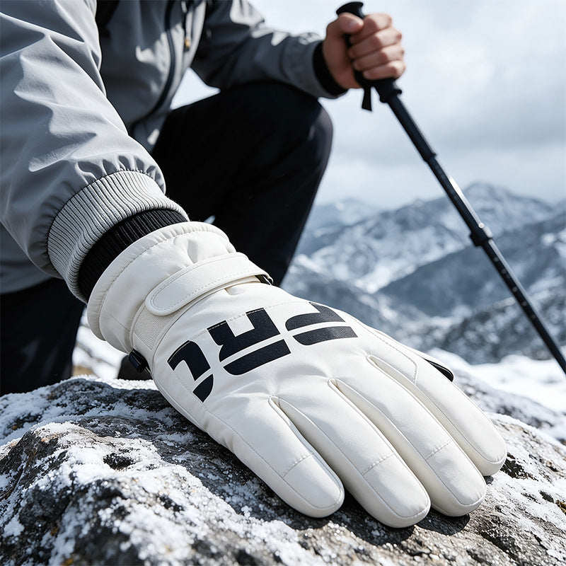 Ski Warm Gloves Men Winter Touch Screen Fleece Padded Outdoor Cycling Waterproof Windproof Coldproof Full Finger Gloves
