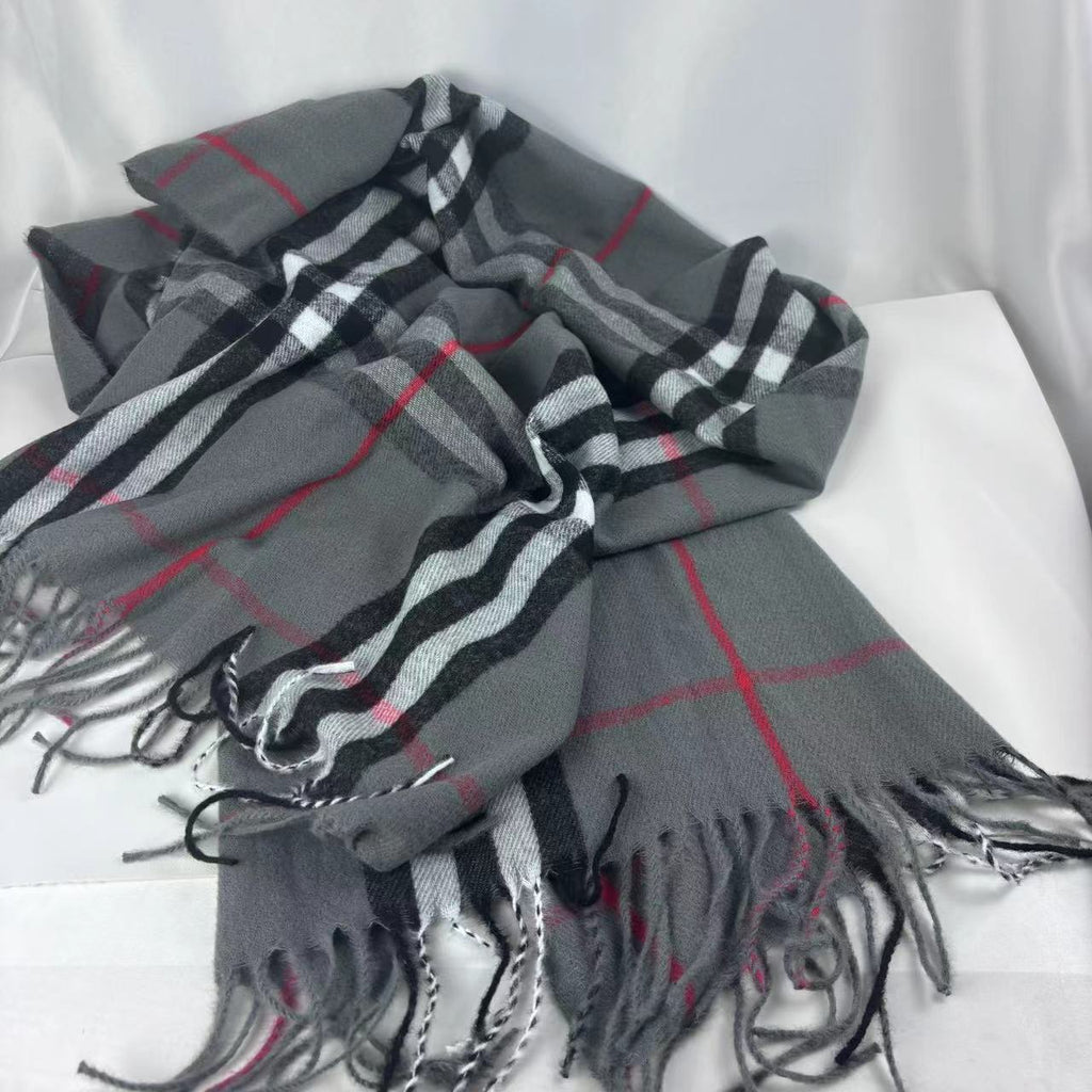 New plaid cashmere scarf Japanese and Korean warm neck scarf fashion tassel autumn winter scarf shawl