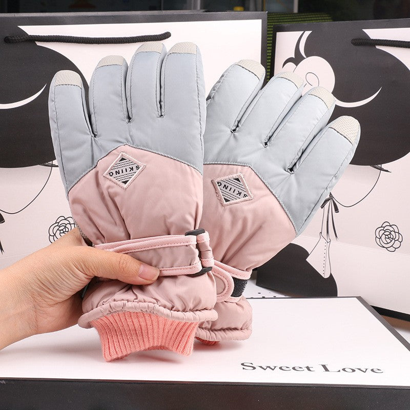 Ski Gloves Winter Unisex Outdoor Cycling Windproof Coldproof Fleece Thickened Warm Gloves Anti-slip Touchscreen Gloves