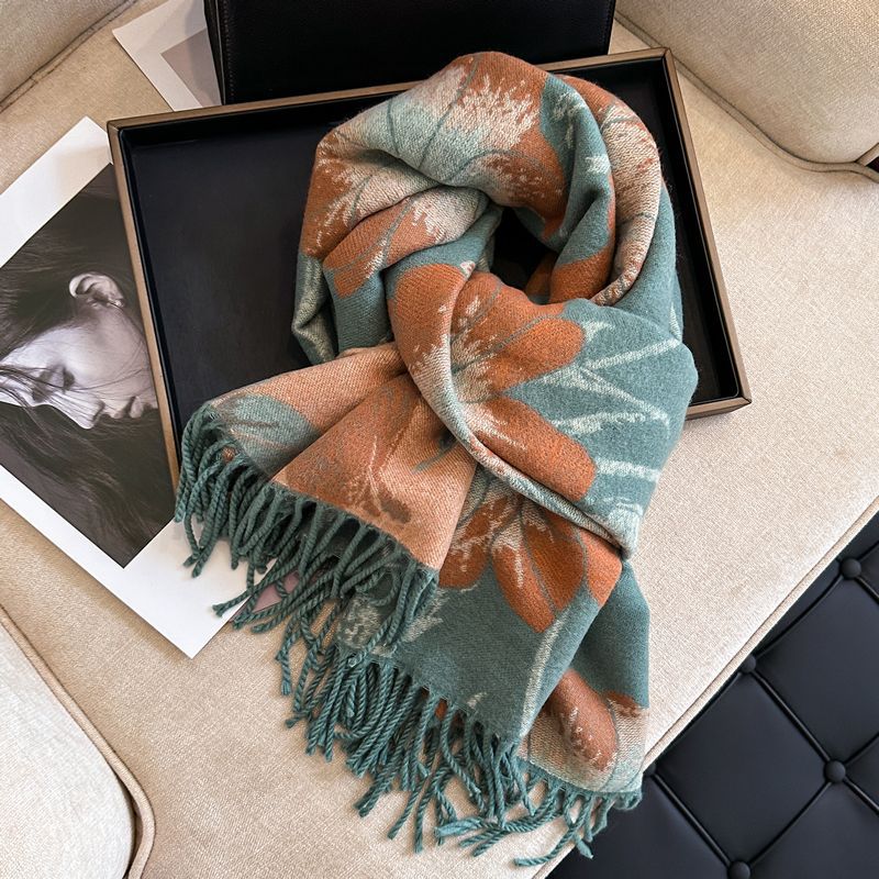 High-quality cashmere feel reversible scarf women autumn and winter elegant thickening neck protection neck shawl dual use