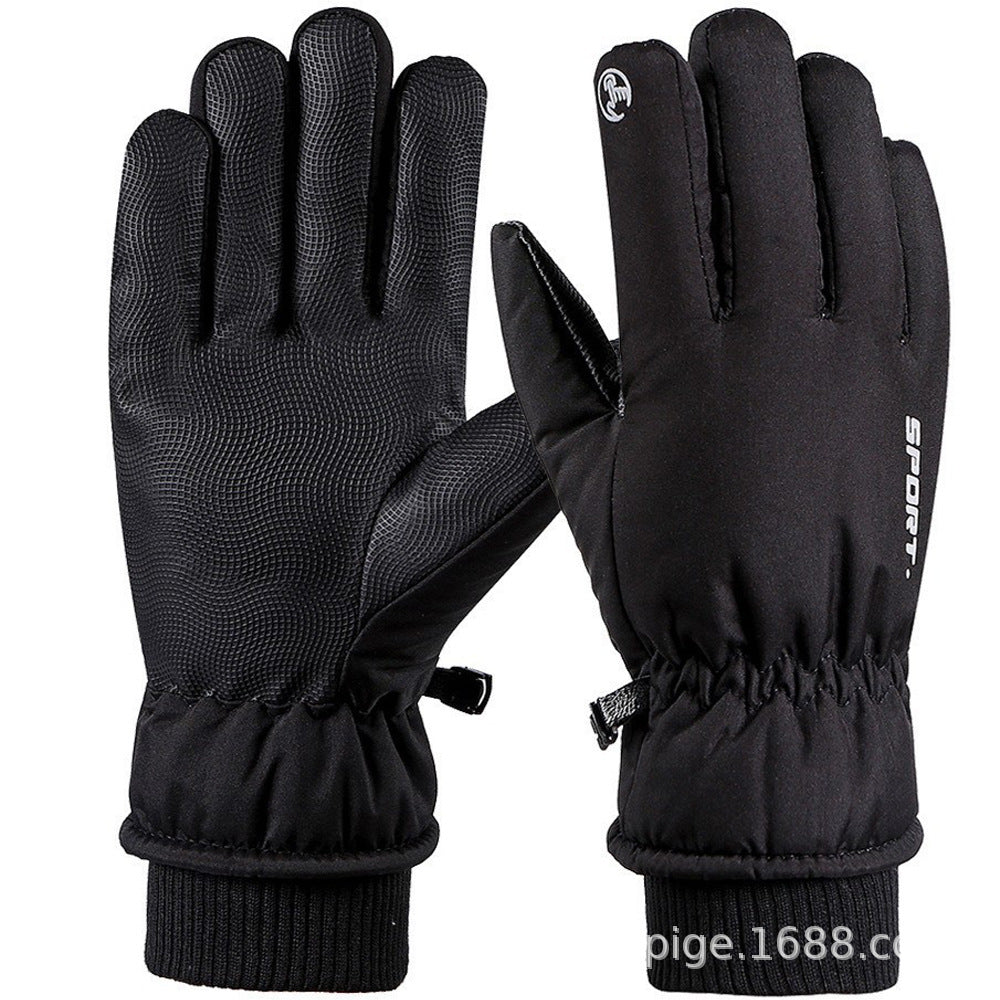 Ski gloves women's winter velvet outdoor cycling and mountaineering thickened waterproof, windproof and cold-proof warm gloves