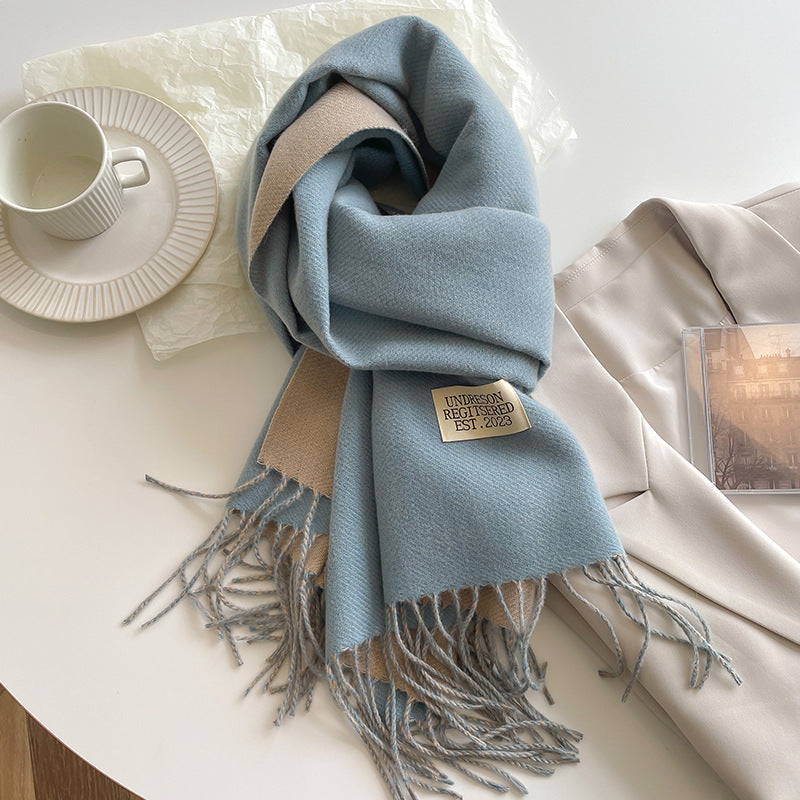 Women's Scarf Winter 2026 New Versatile Reversible Reversible Shawl Dual Purpose Pink Faux Cashmere Korean Style Premium