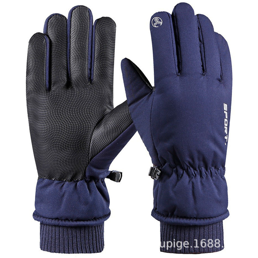 Ski gloves women's winter velvet outdoor cycling and mountaineering thickened waterproof, windproof and cold-proof warm gloves