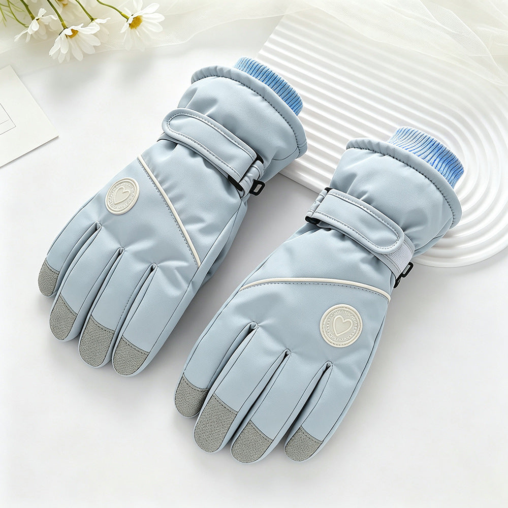 Ski Gloves Winter Unisex Outdoor Cycling Windproof Coldproof Fleece Thickened Warm Gloves Anti-slip Touchscreen Gloves