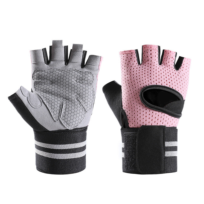 Summer Outdoor Cycling Half Finger Gloves Sport Unisex Breathable Anti Slip Short Finger Dumbbell Fitness Gloves