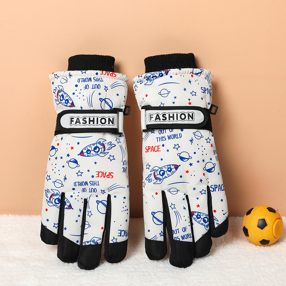 Children's Ski Gloves Outdoor Winter Warm Fleece Thick Play Snow Windproof Boys Waterproof Coldproof Gloves